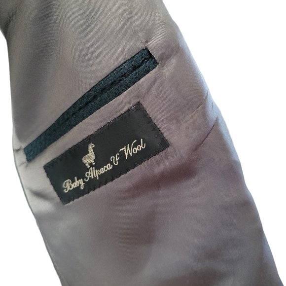 VTG Deep Green Wool Baby Alpaca  Blazer Sport Coat Jacket 44R See Measurements - Picture 6 of 6